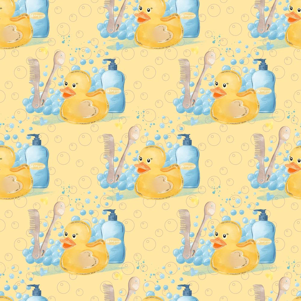 Watercolor Rubber Ducks #4 Fabric - Yellow