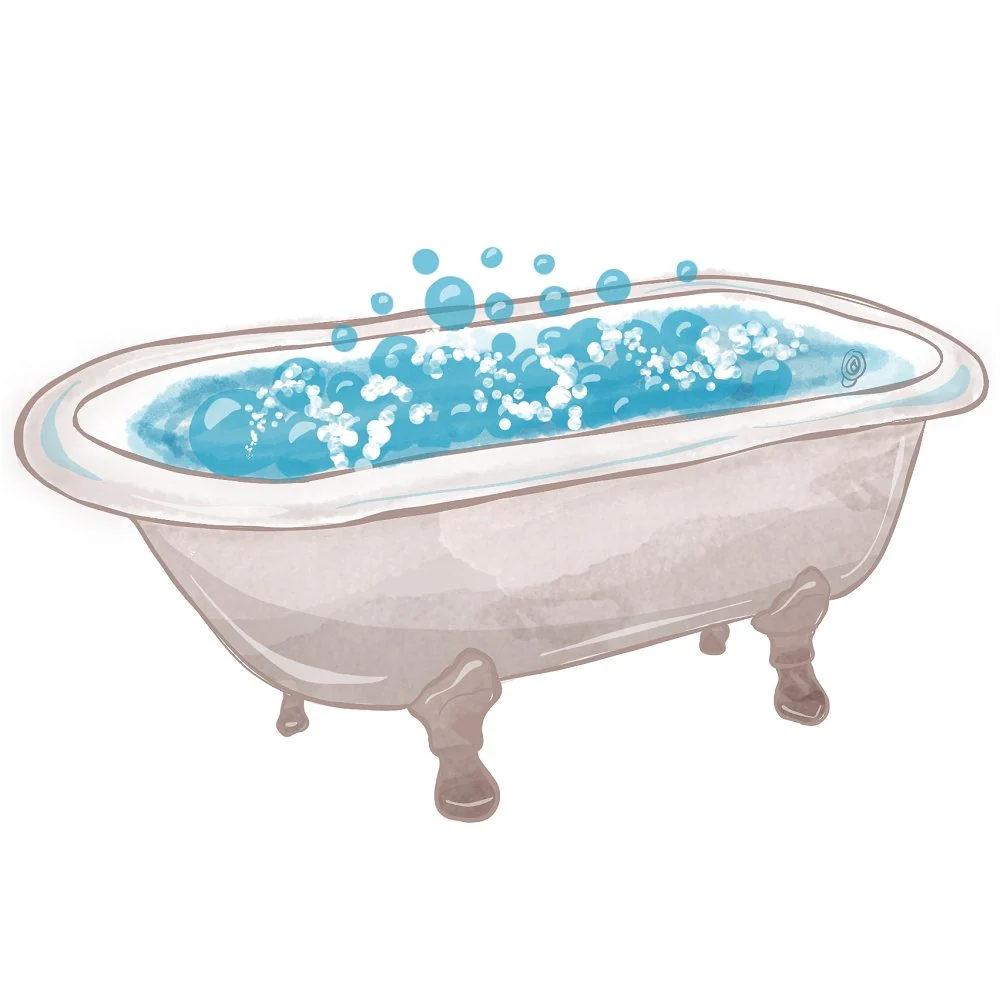 Watercolor Rubber Ducks Bathtub Fabric Panel