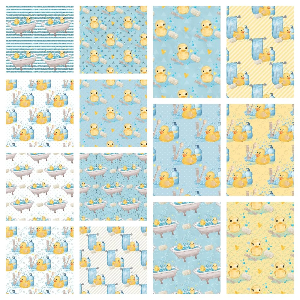 Watercolor Rubber Ducks Fabric Collection - 1/2 Yard Bundle