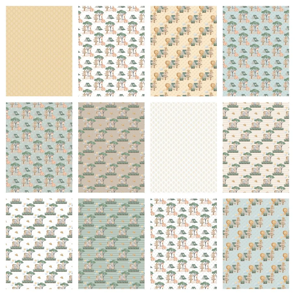Watercolor Safari Adventure Fabric Collection - 1 Yard Bundle