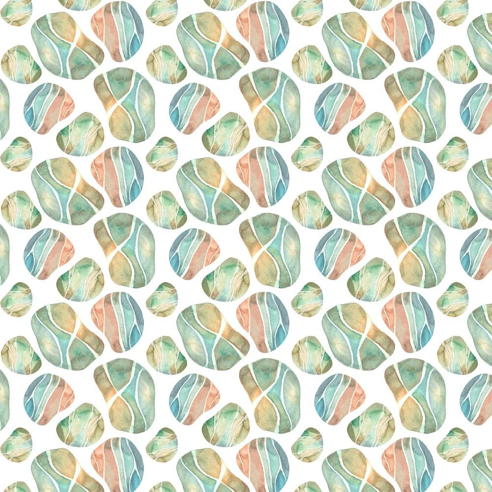 Watercolor Sea Pebbles #3 Fabric