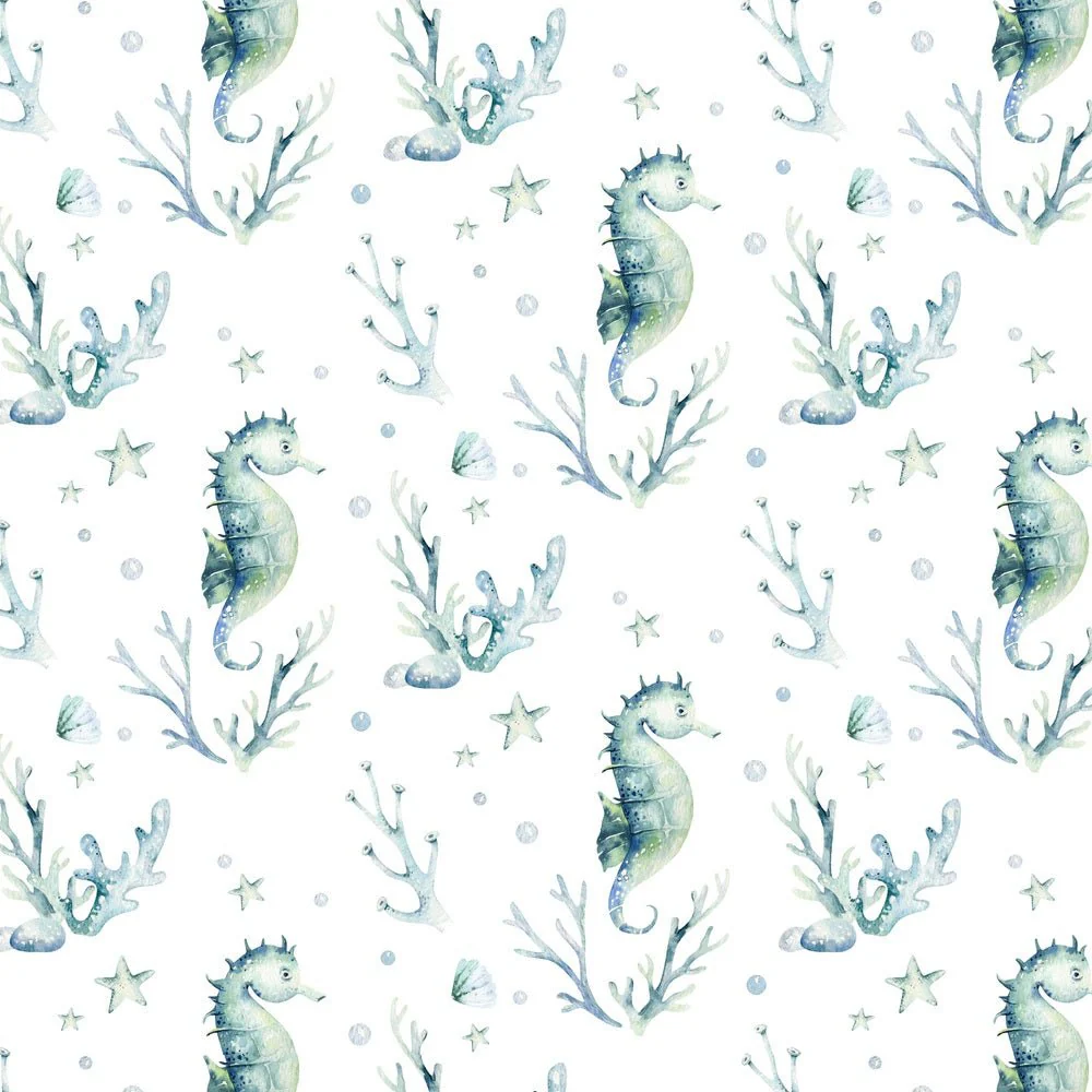 Watercolor Seahorses Fabric