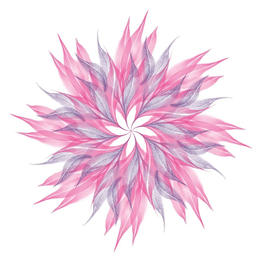 Watercolor Skeleton Leaf Flower Fabric Panel - Pink/Purple
