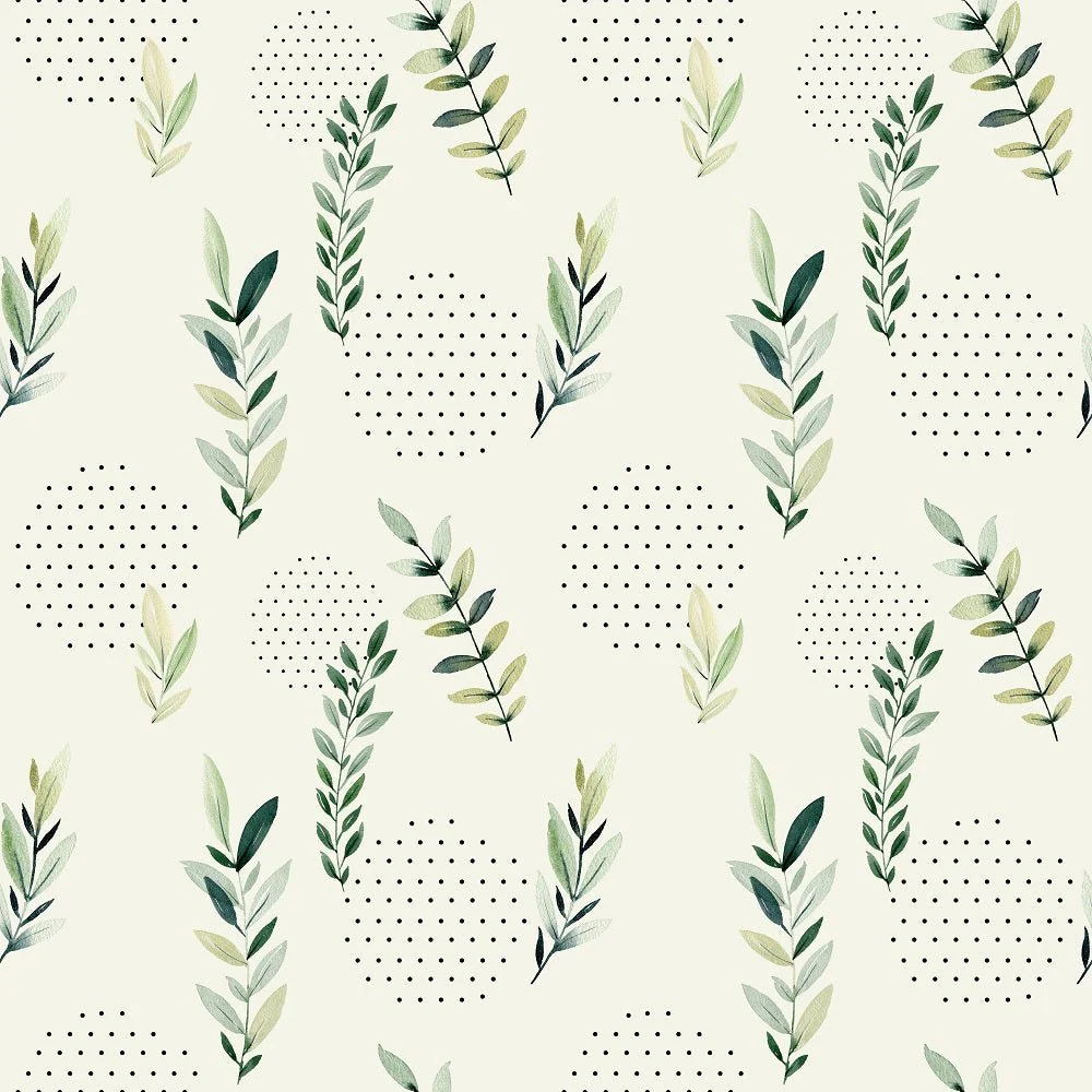 Watercolor Sloths Vines and Dots Fabric - Tan