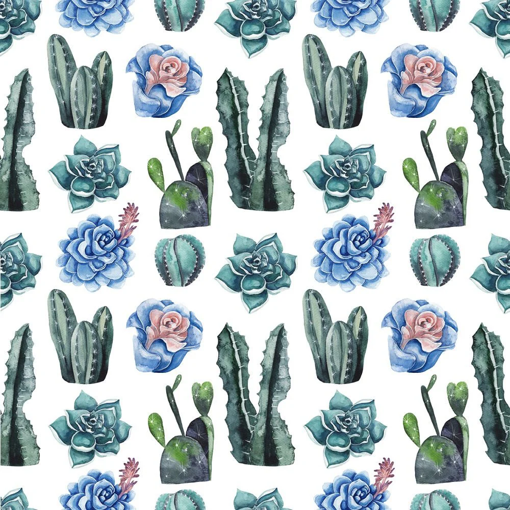 Watercolor Succulents and Cacti Fabric