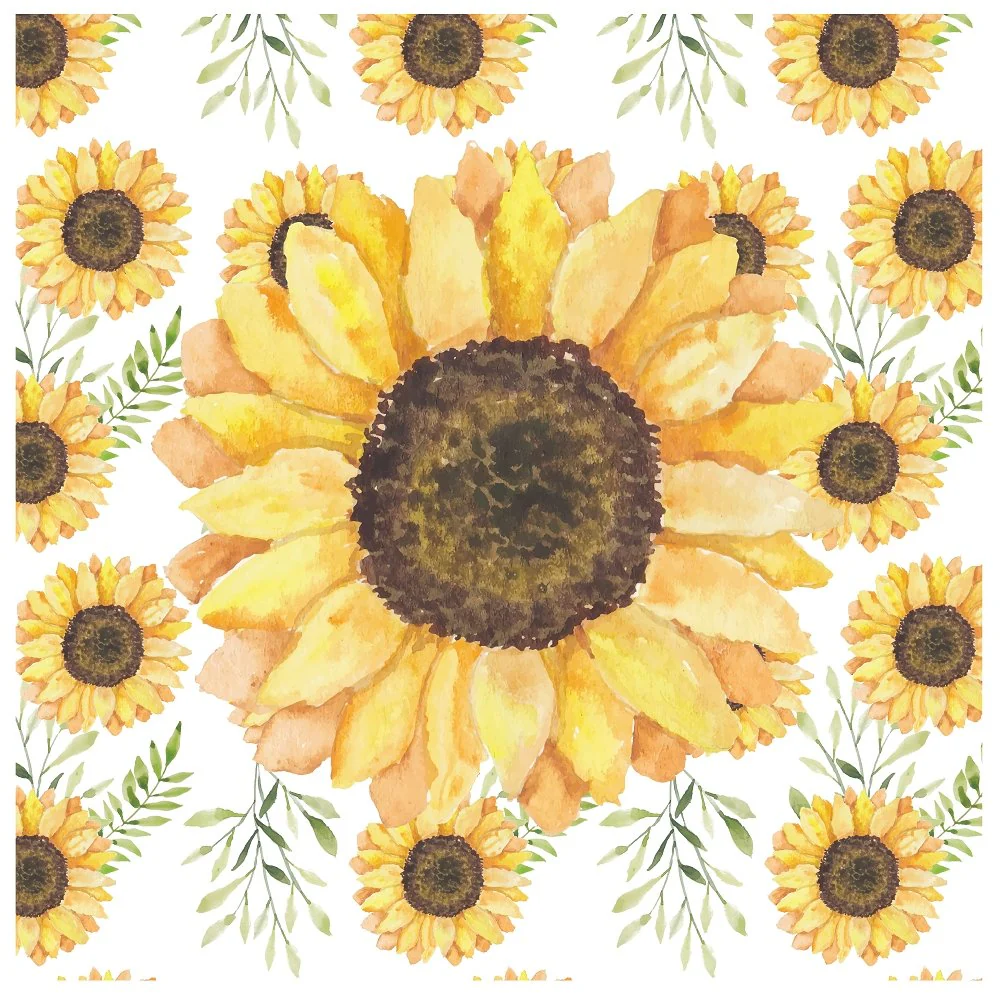Watercolor Sunflower Allover Pillow Panels - Image 2