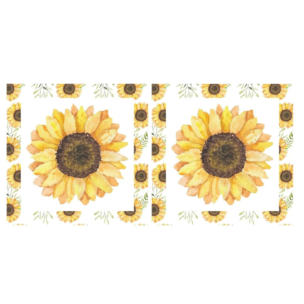 Watercolor Sunflower Pillow Panels