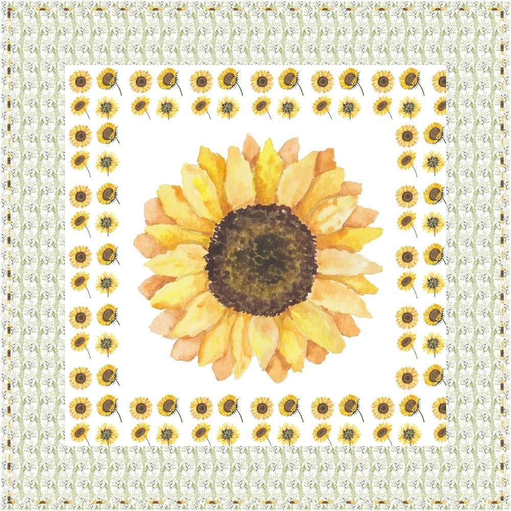 Watercolor Sunflower Wall Hanging/Lap Quilt Kit - 42" x 42"