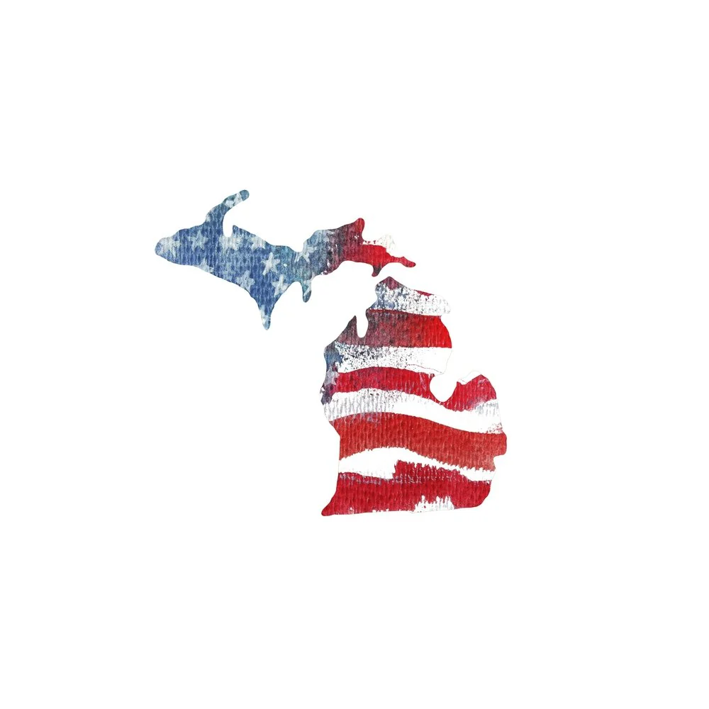 Watercolor Textured Flag Fabric Panel - Michigan