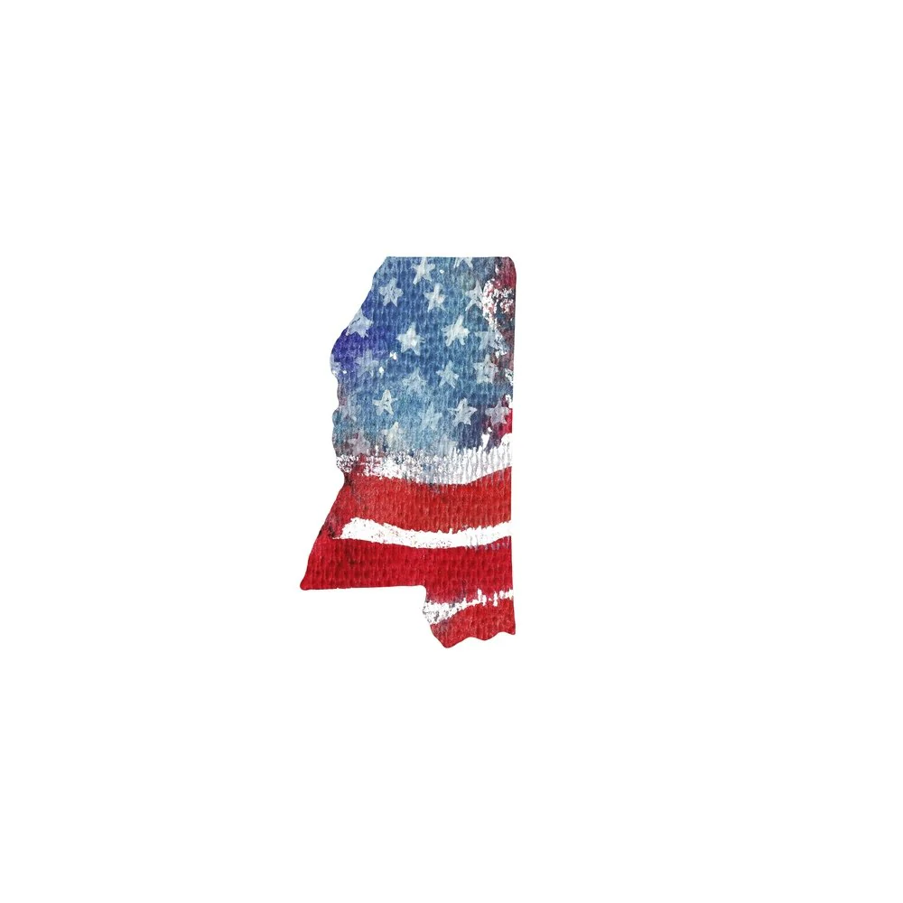 Watercolor Textured Flag Fabric Panel - Mississippi