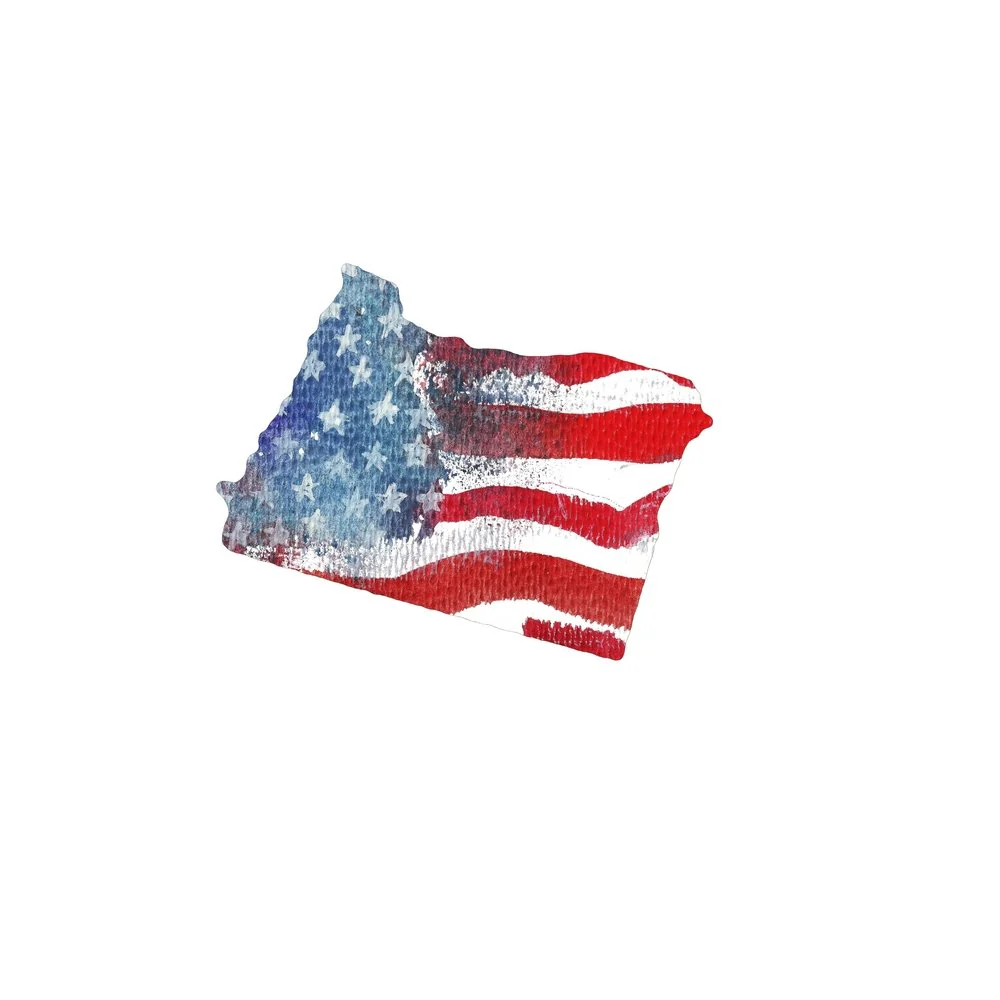 Watercolor Textured Flag Fabric Panel - Oregon