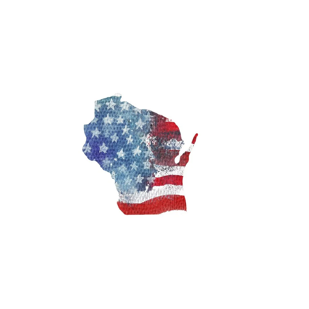 Watercolor Textured Flag Fabric Panel - Wisconsin