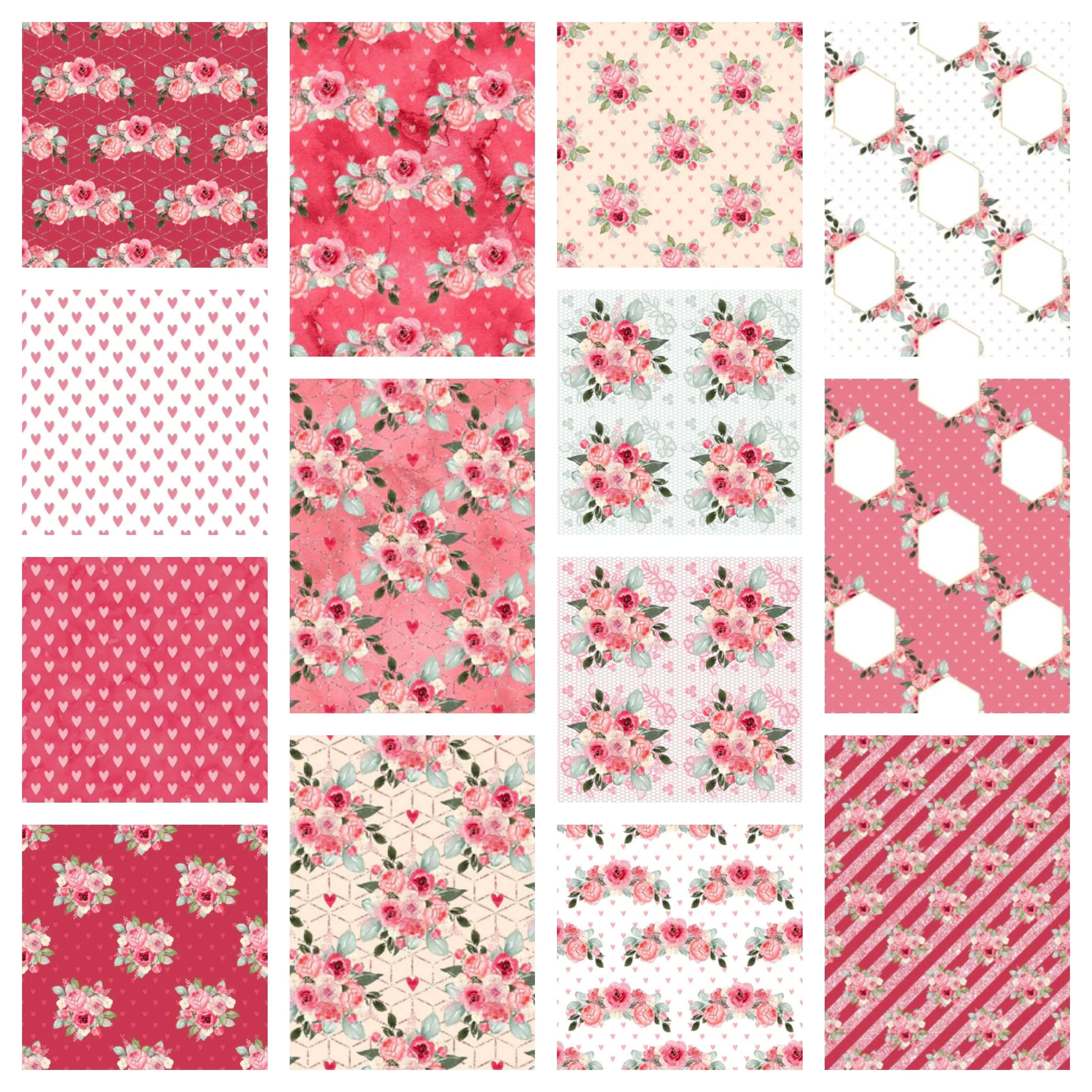 Watercolor Valentine Roses Charm Pack - 14 Pieces
