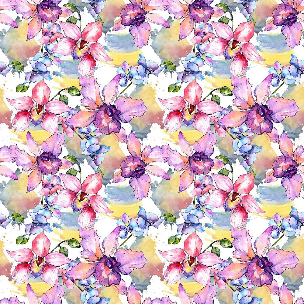Watercolor Wildflower Orchid #2 Fabric