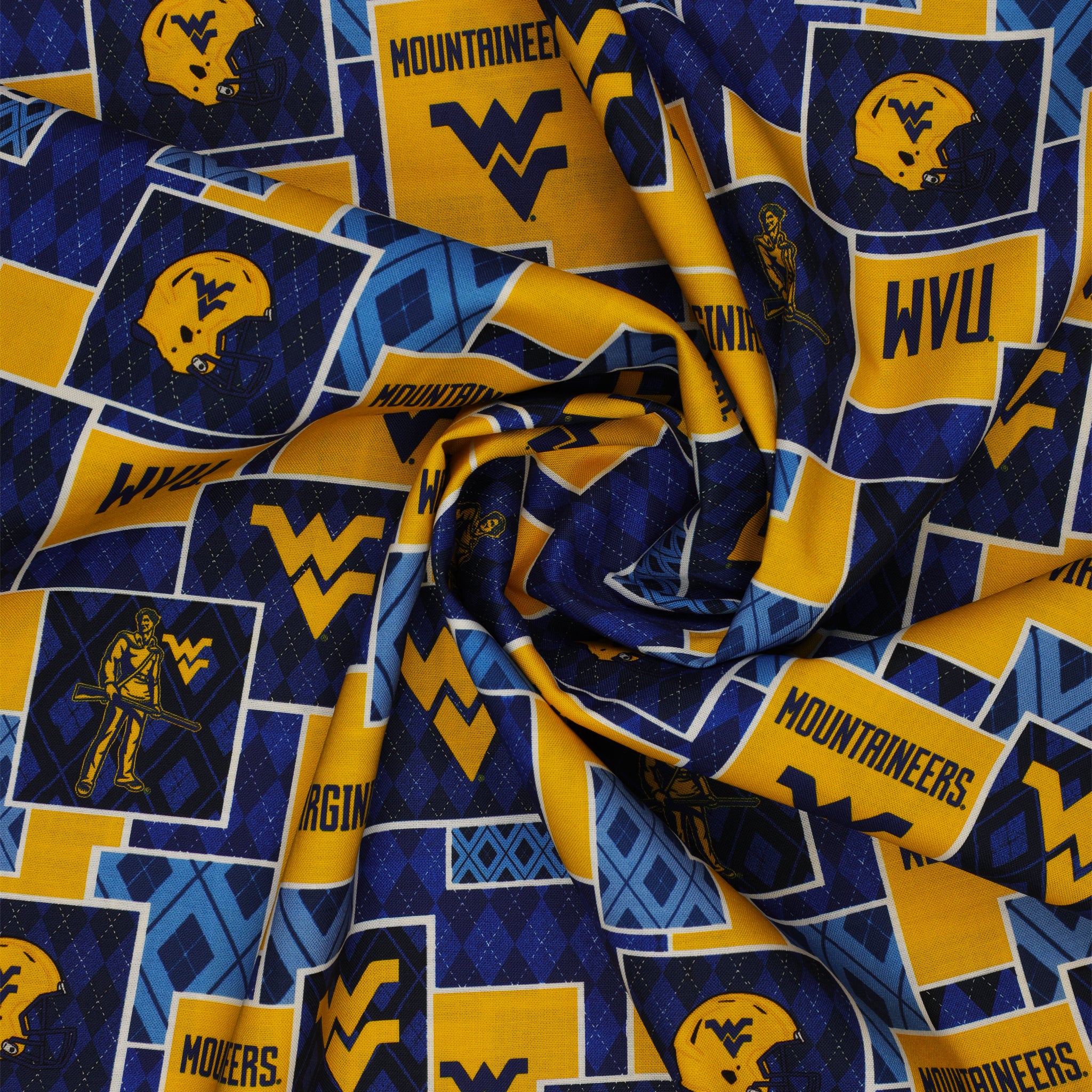 West Virginia University Argyle Boxes Fabric - Image 2