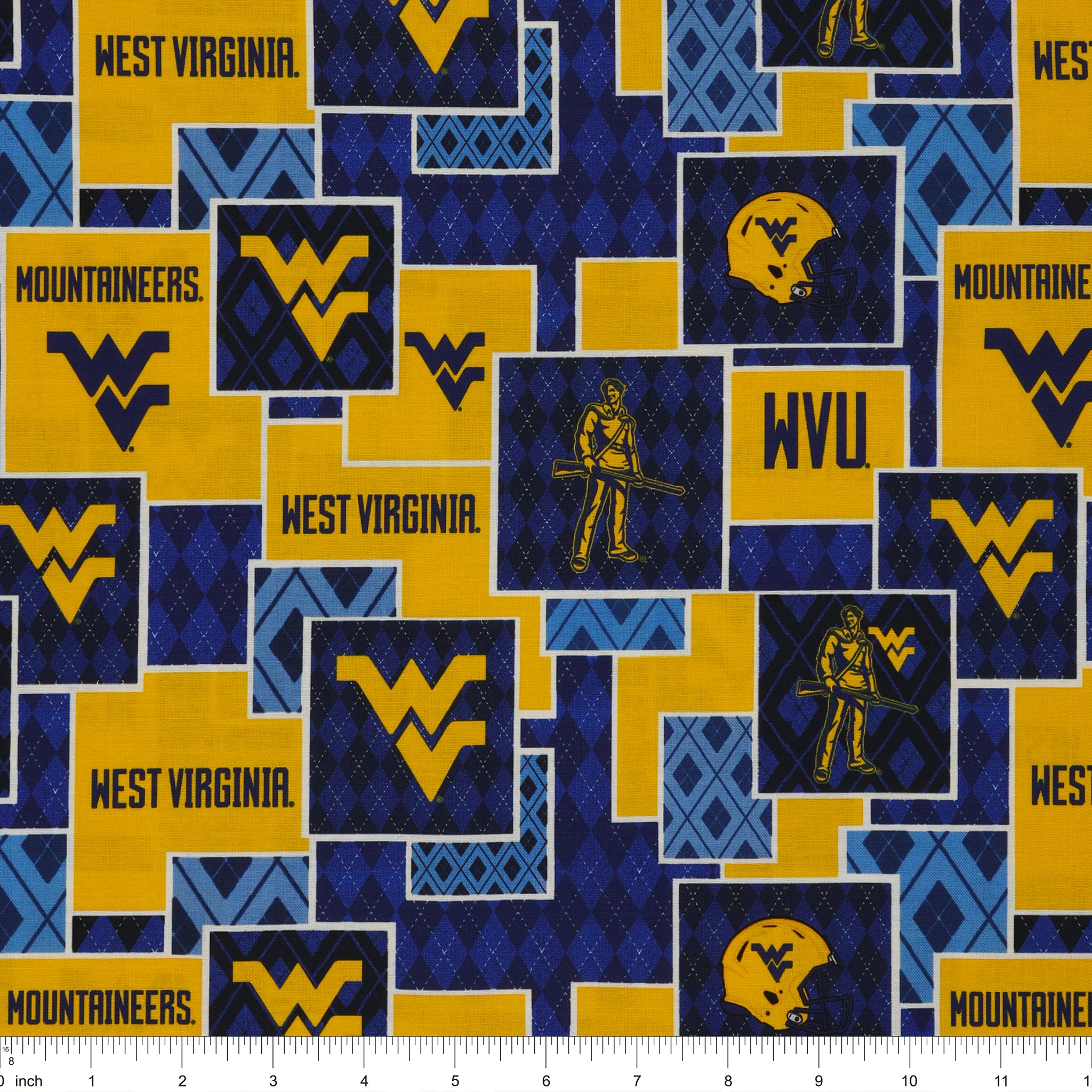 West Virginia University Argyle Boxes Fabric - Image 3