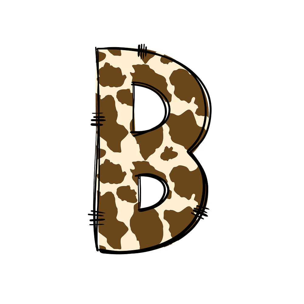 Western Cowboy ''B'' Cow Print Fabric Panel