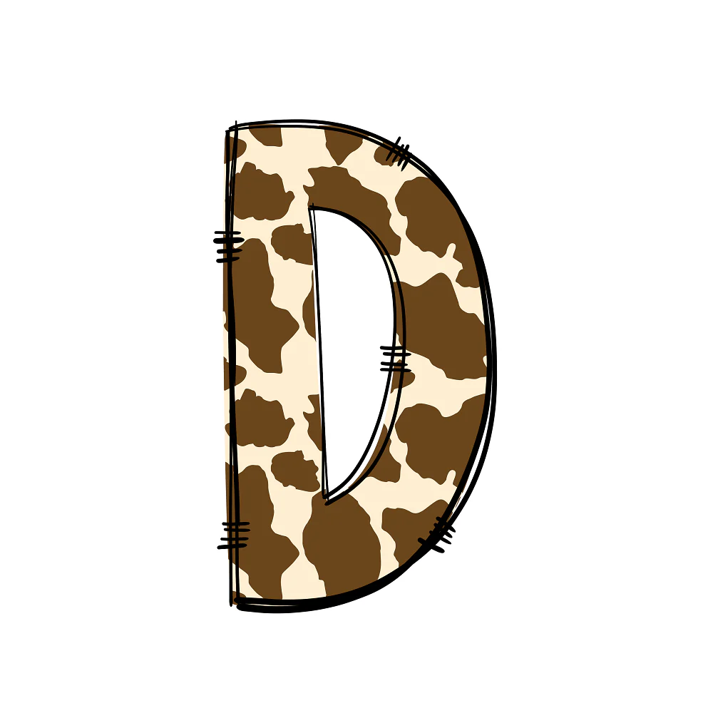 Western Cowboy ''D'' Cow Print Fabric Panel