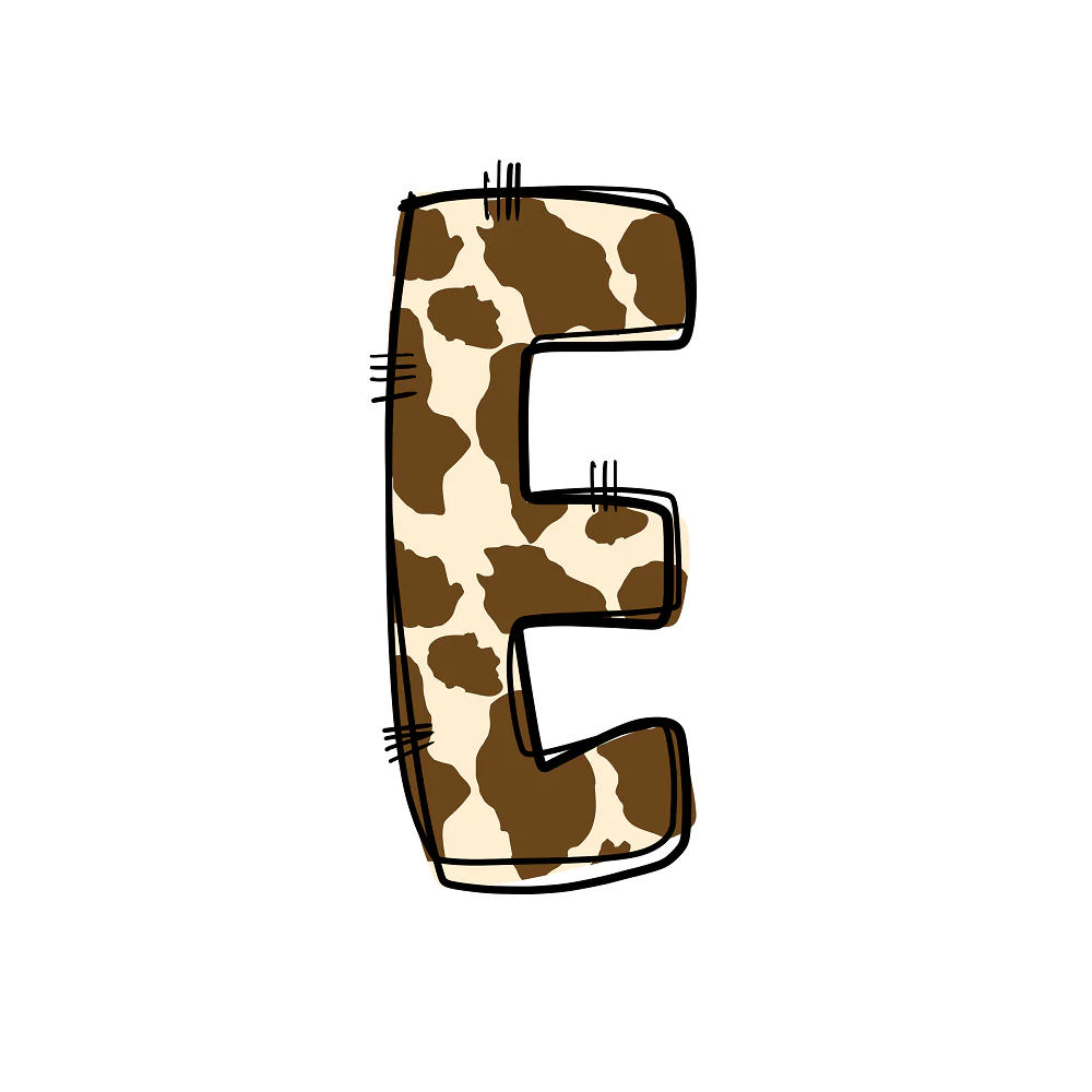 Western Cowboy ''E'' Cow Print Fabric Panel