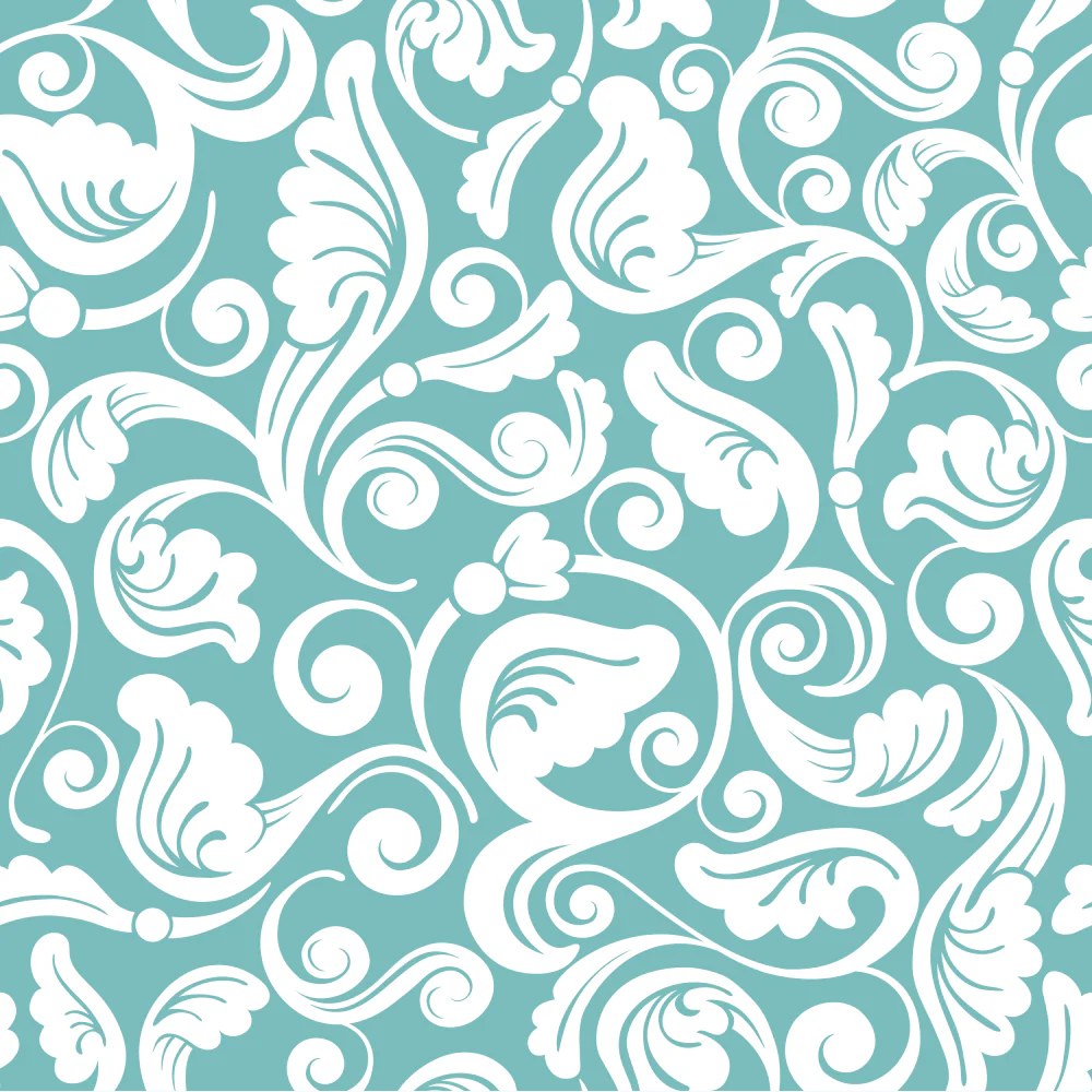 White Chic Elegance Floral Fabric - Cornflower