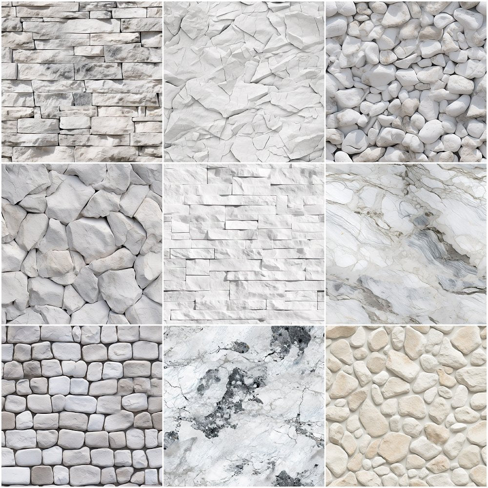 White Stone Texture Fabric Collection - 1 Yard Bundle