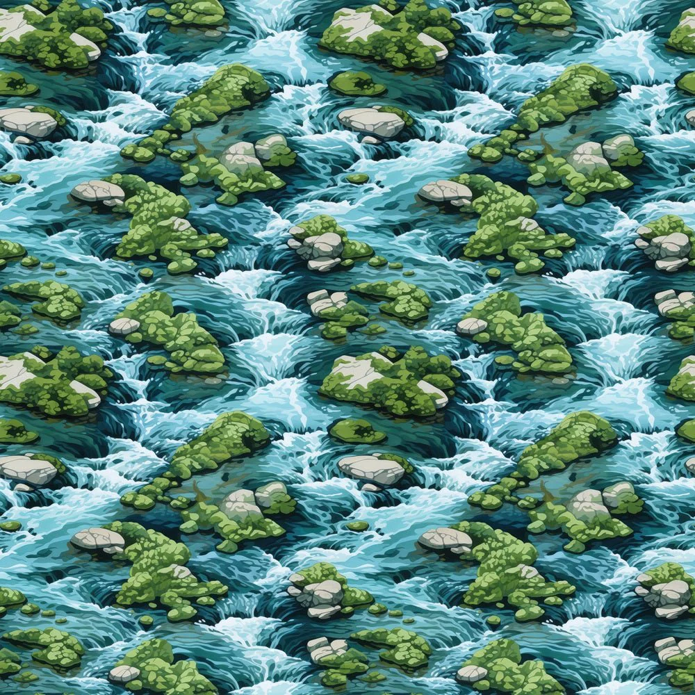 White Water Riverbed Fabric