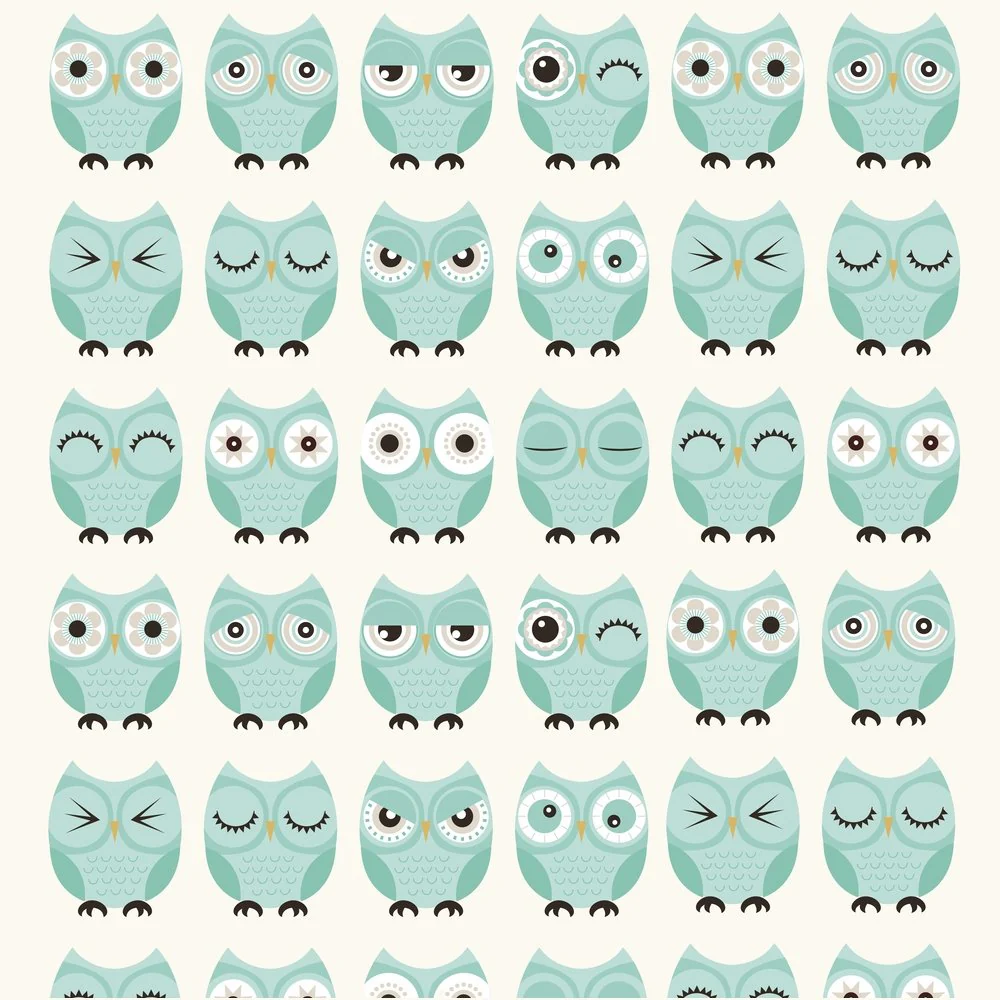 Whoo Are You Fabric - Aqua