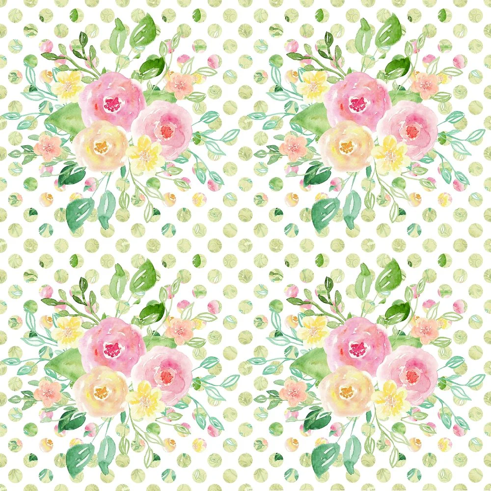 Wild Flower Bouquet on Bold Polka Dot Fabric