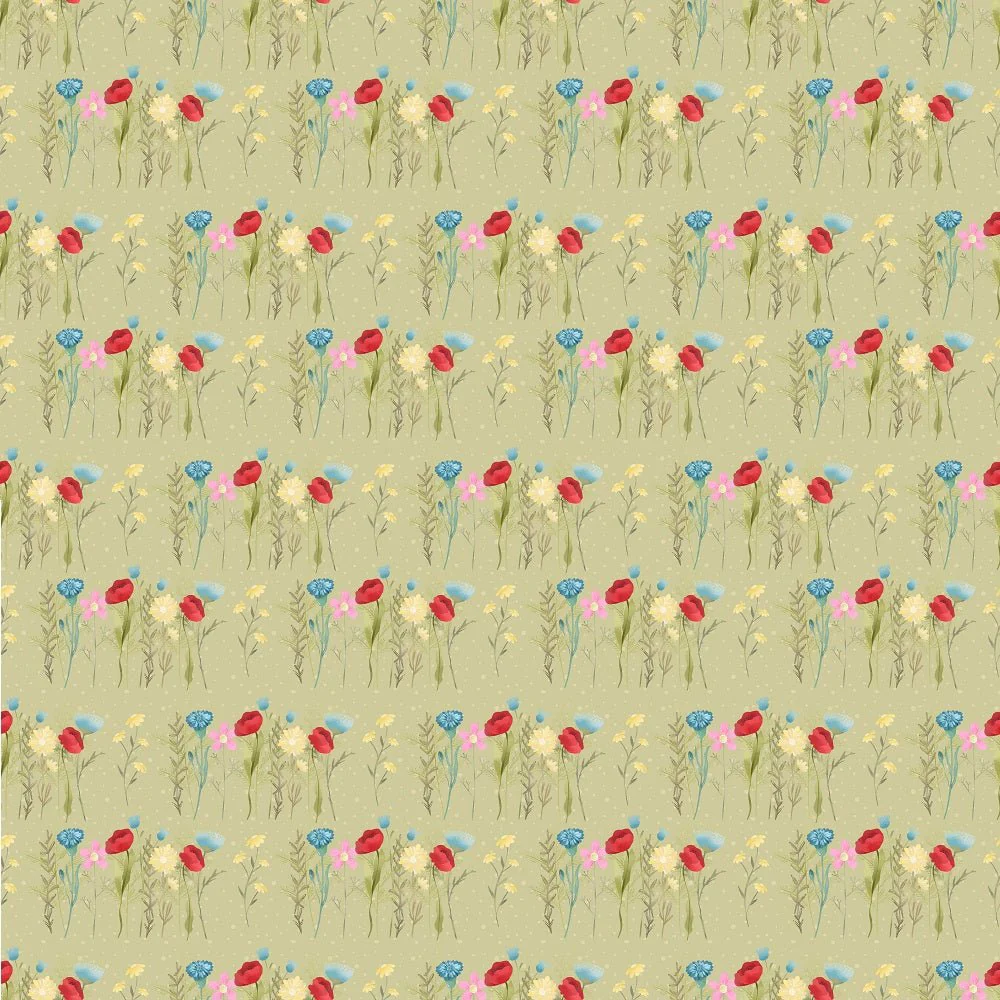 Wild Flowers Group Fabric - Green