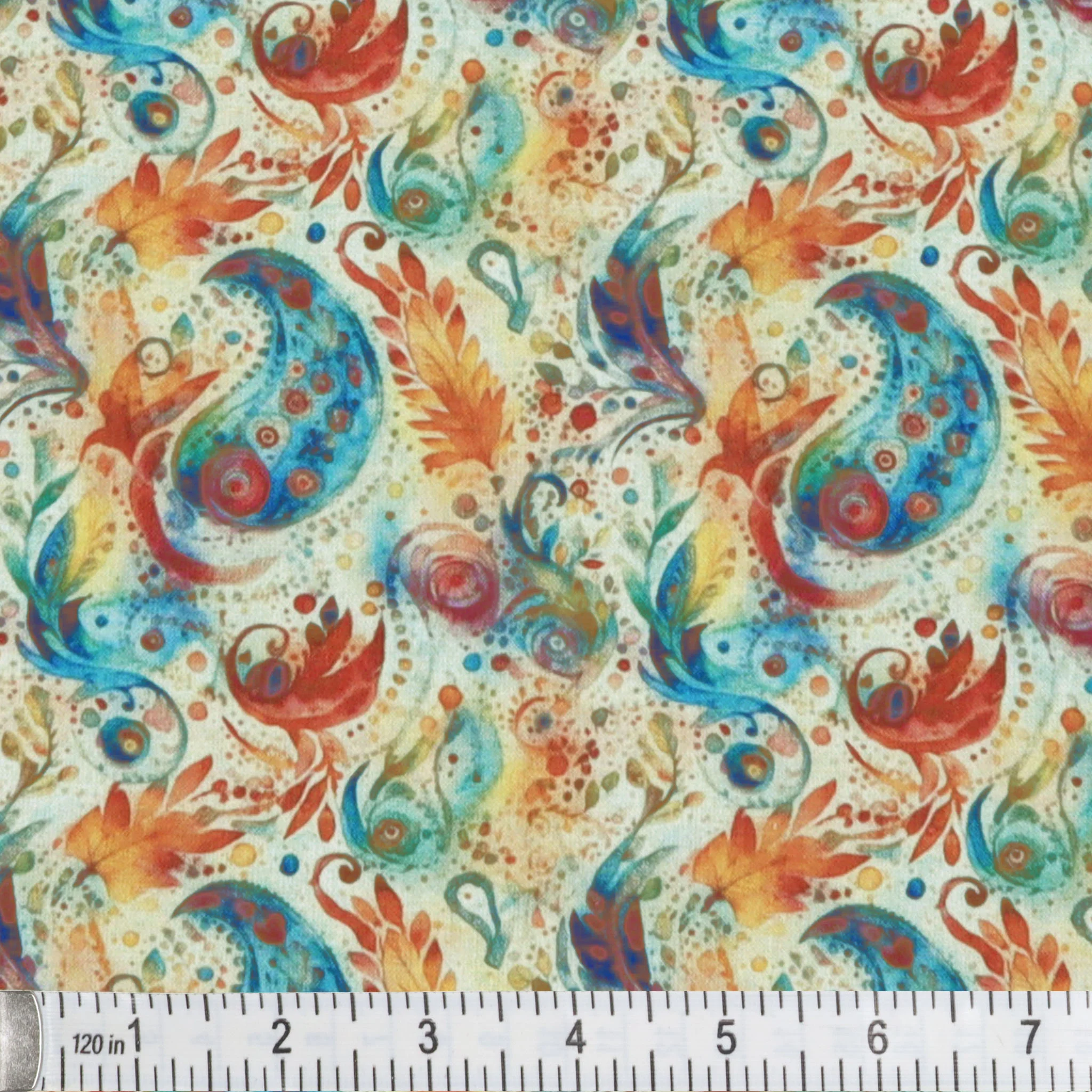 Wild Watercolor Paisleys Pattern #12 Fabric - Image 2