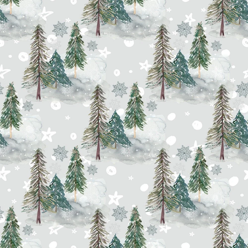 Winter Dreams Forest Fabric - Gray
