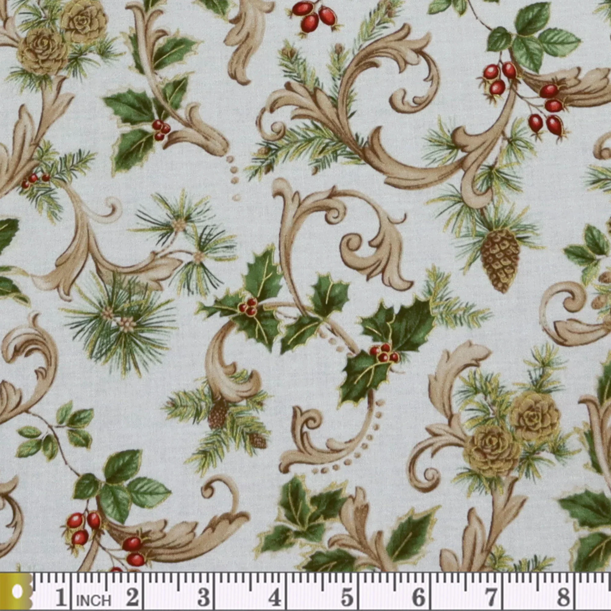 Winter In The Pines Fabric Collection - Magic Scroll Pine Cream - Image 2