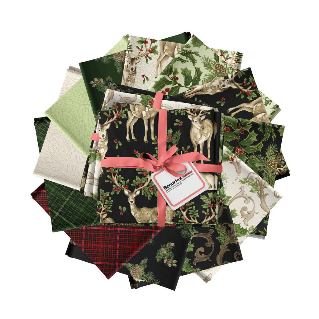 Winter In The Pines Fabric Collection - Magic Scroll Pine Black - Image 3