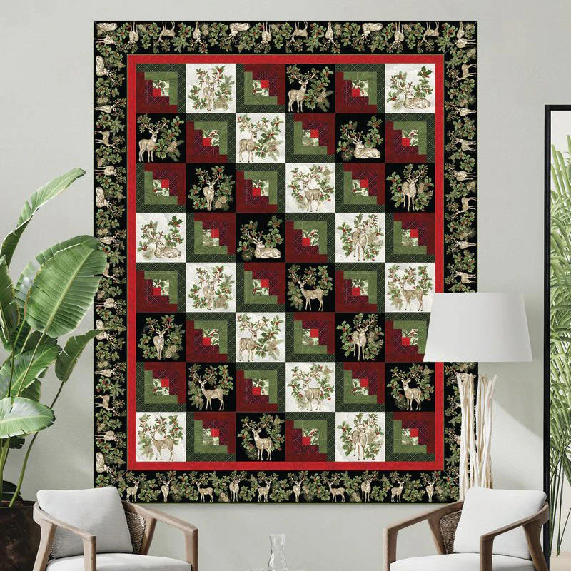Winter In The Pines Fabric Collection - Magic Scroll Pine Black - Image 4