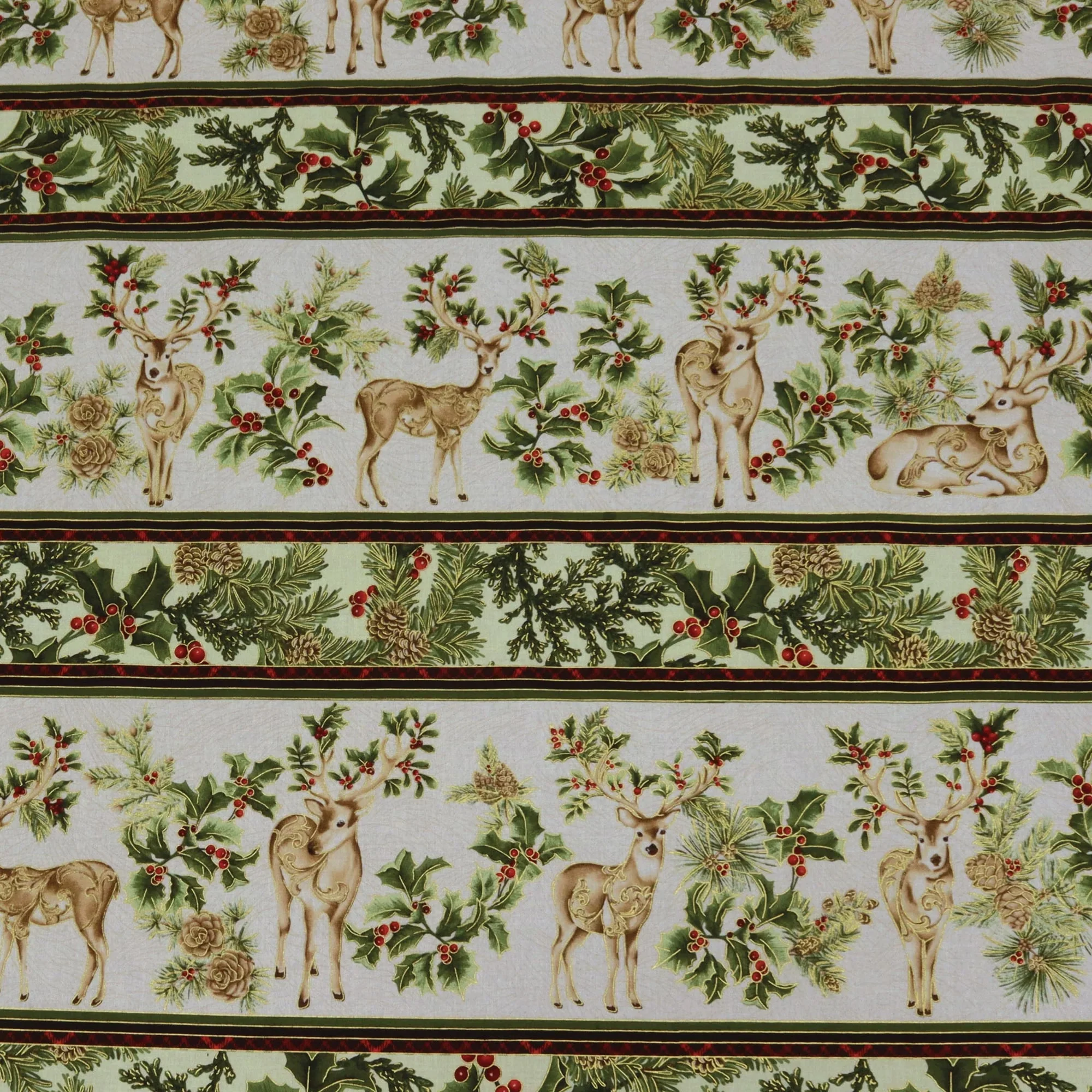 Winter In The Pines Fabric Collection - Winter In The Pines Stripes Cream