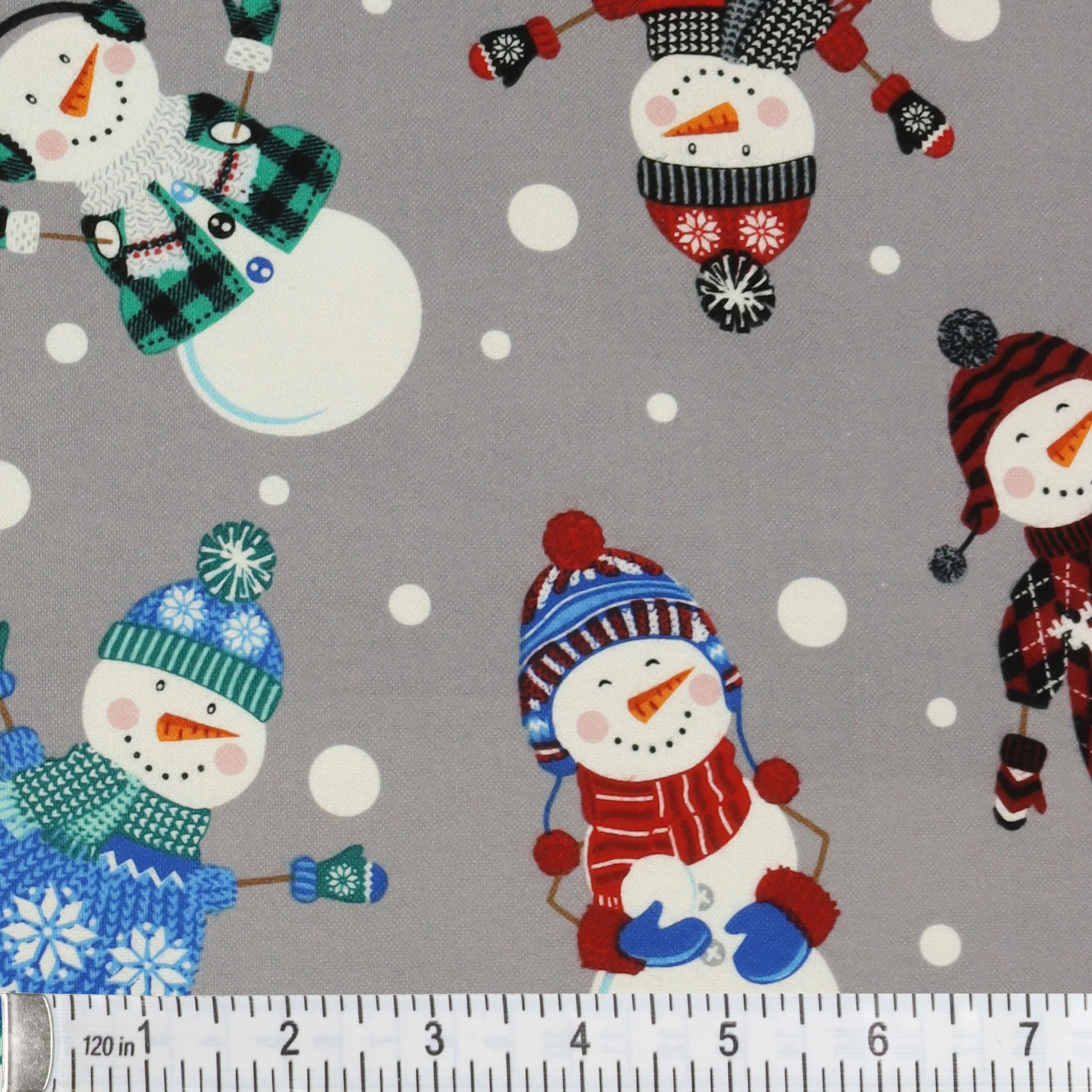 Winter Wonders Flannel Fabric Collection - Happy Snowmen Gray - Image 2