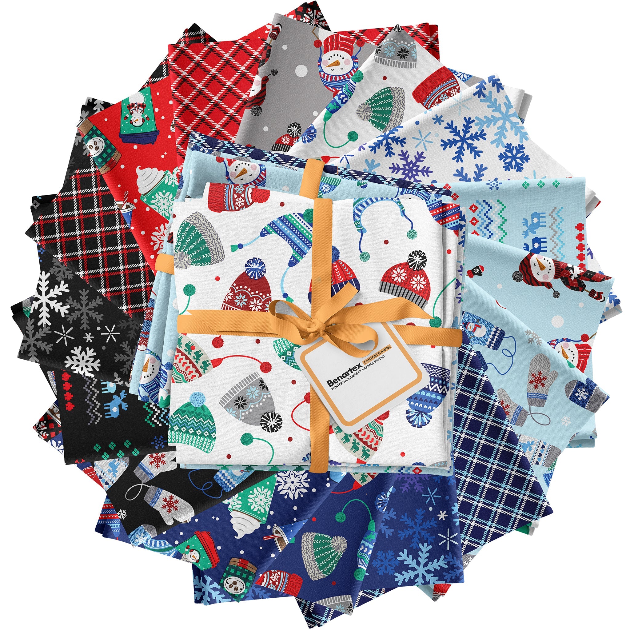 Winter Wonders Flannel Fabric Collection - Cozy Hats White - Image 4