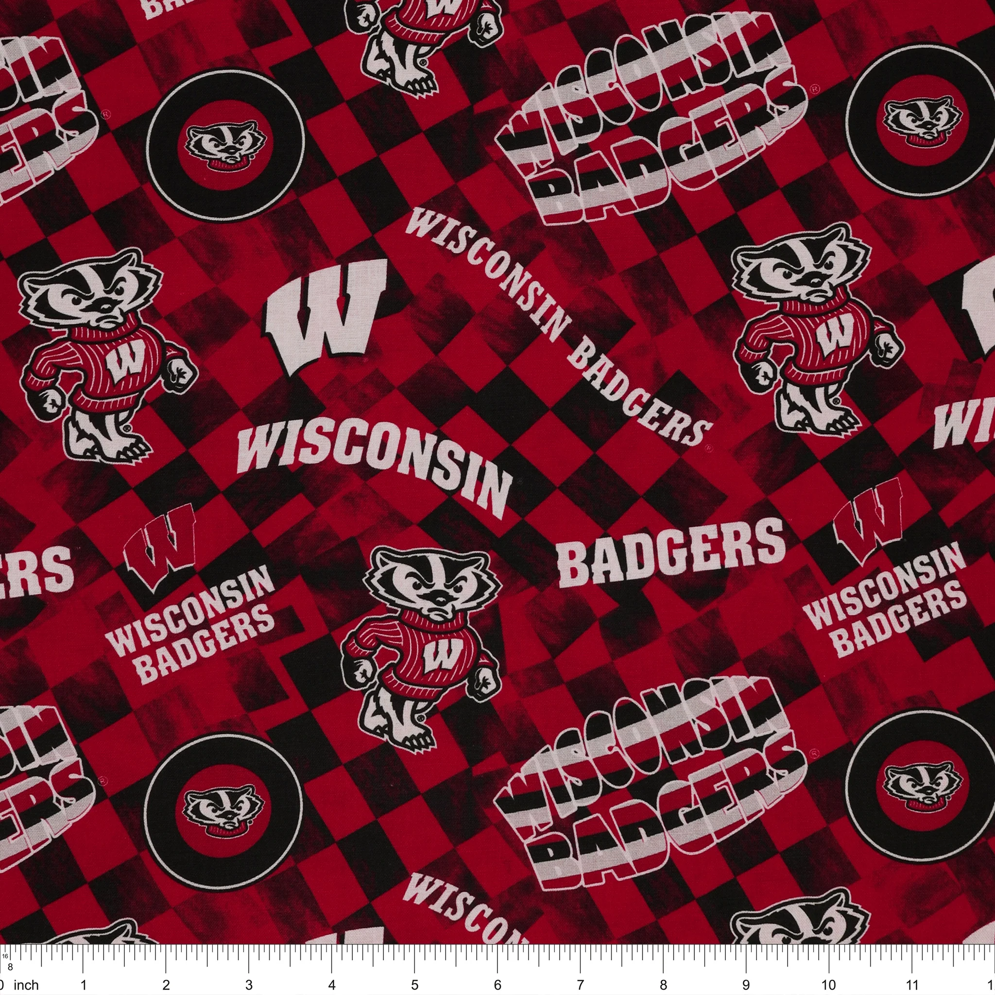 Wisconsin Badgers Allover Checker Fabric - Image 3