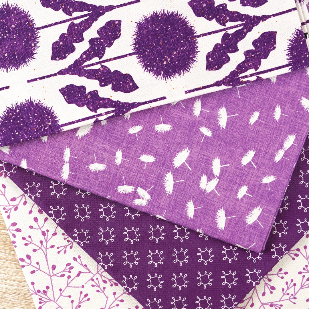 Wishflower Fabric Collection - Wishflower Border Purple - Image 6