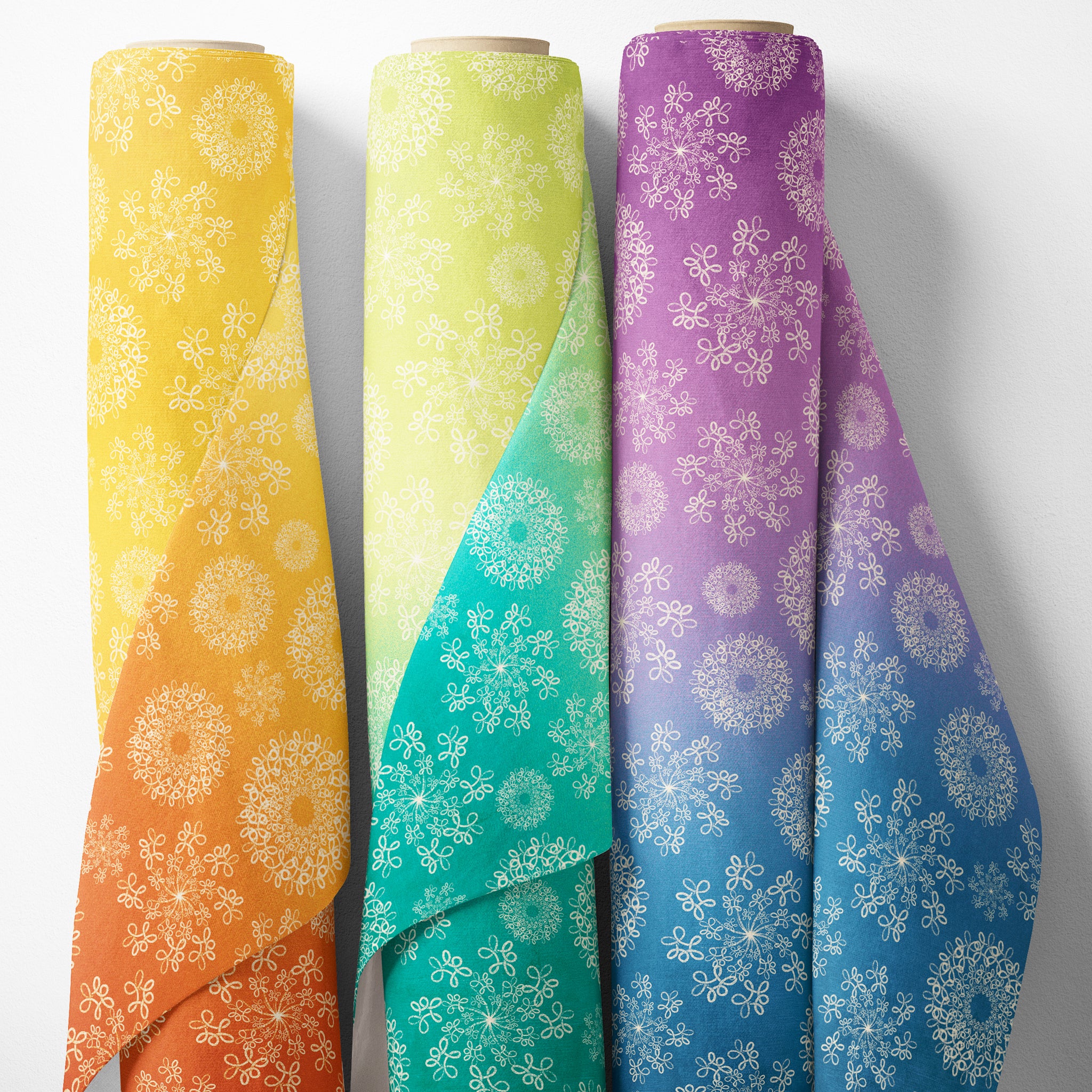 Wishflower Fabric Collection - Wishflower Ombre Lime/Teal - Image 8