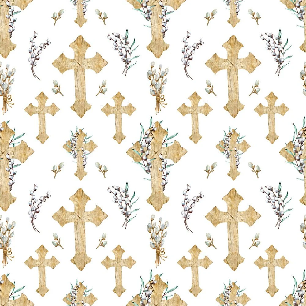 Wooden Crosses Wrapped in Flowers Fabric