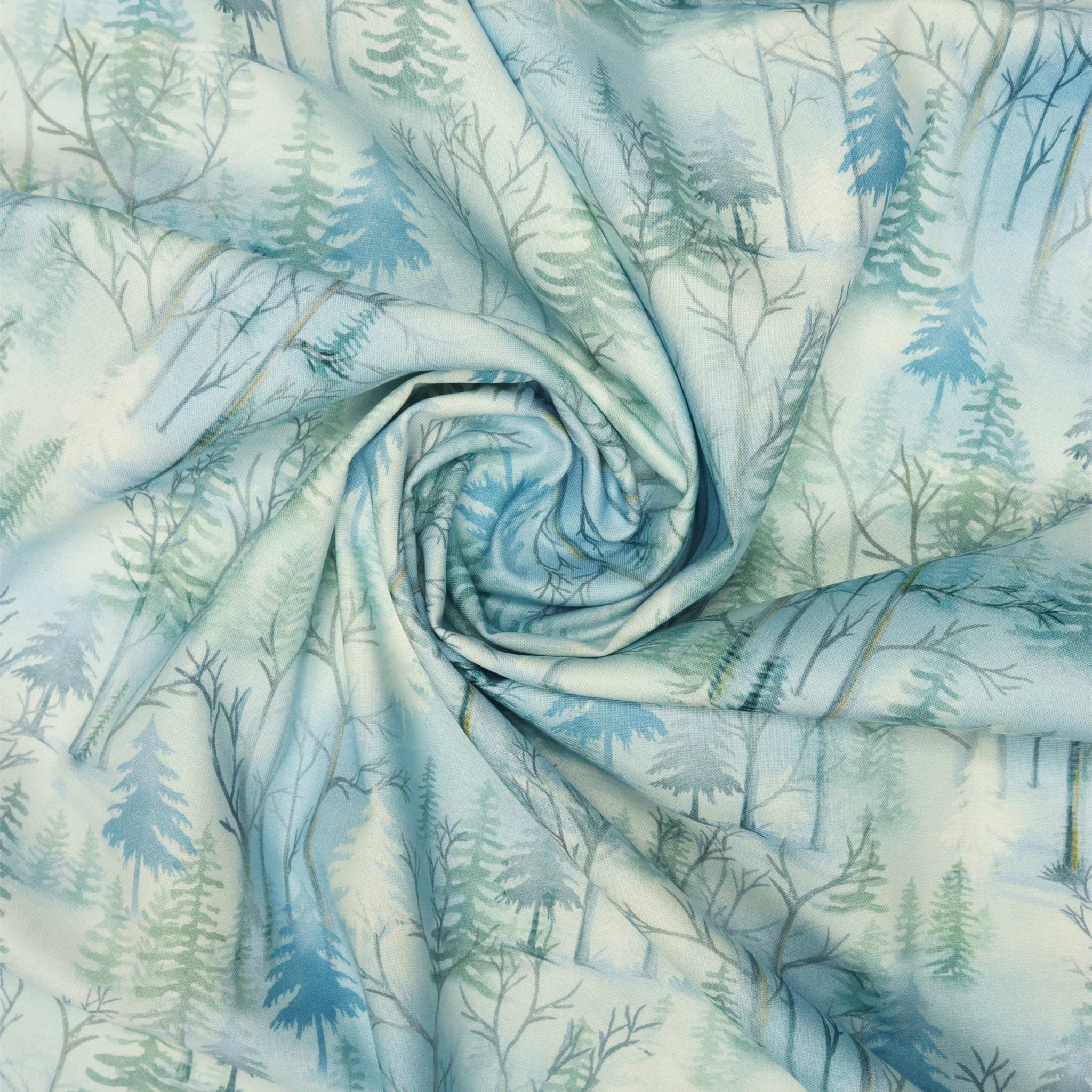 Woodland Wonderland Fabric Collection - Pine Woodland Light Blue - Image 2
