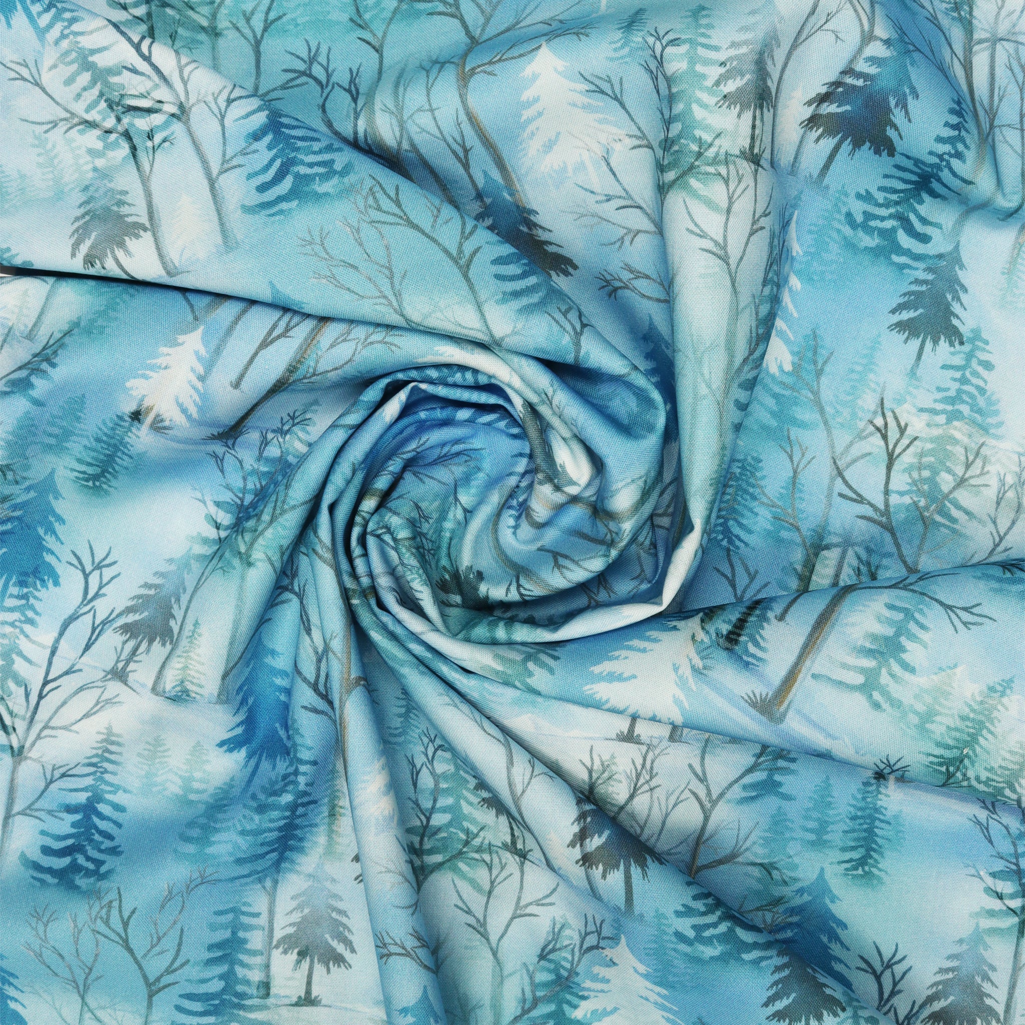 Woodland Wonderland Fabric Collection - Pine Woodland Medium Blue - Image 2