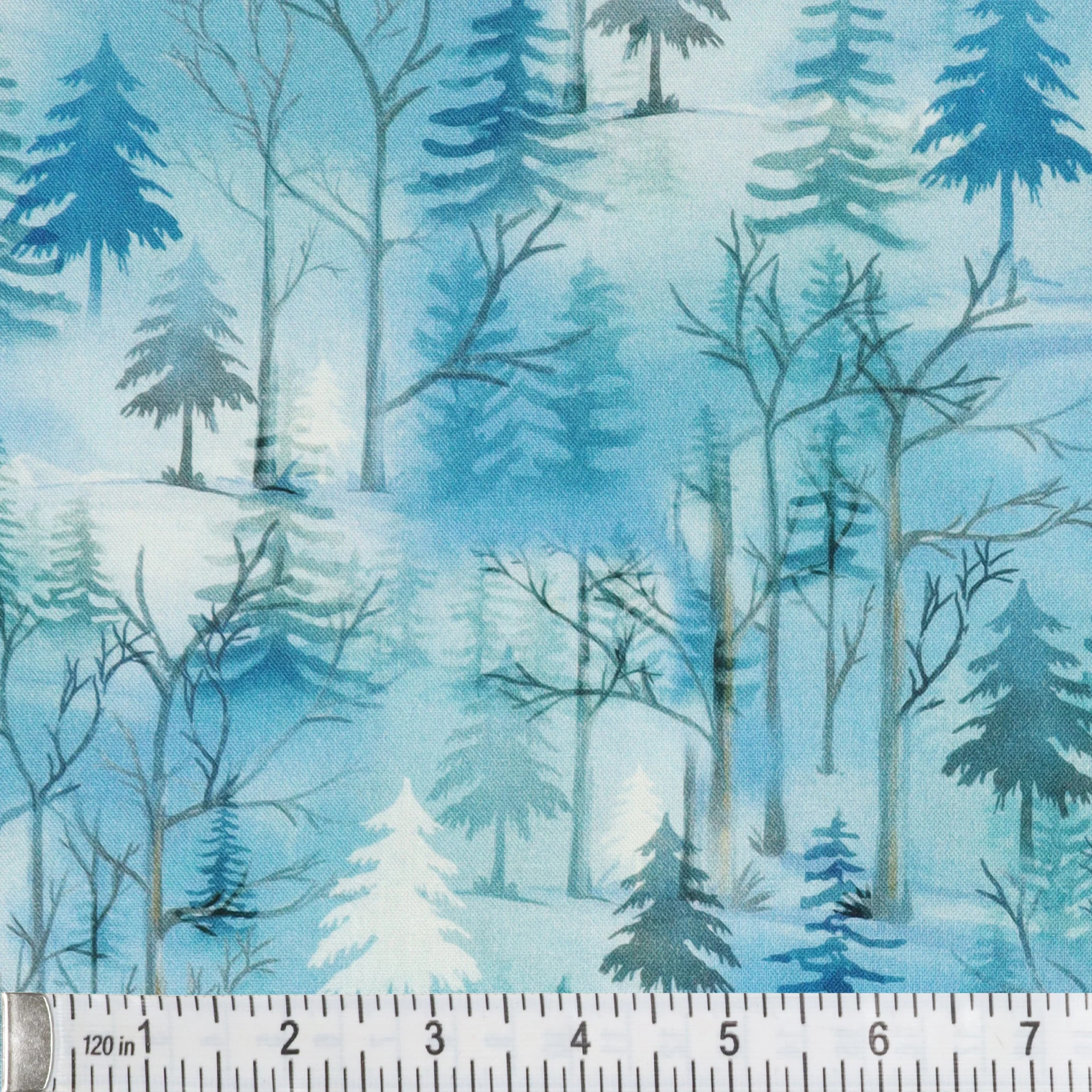 Woodland Wonderland Fabric Collection - Pine Woodland Medium Blue - Image 3