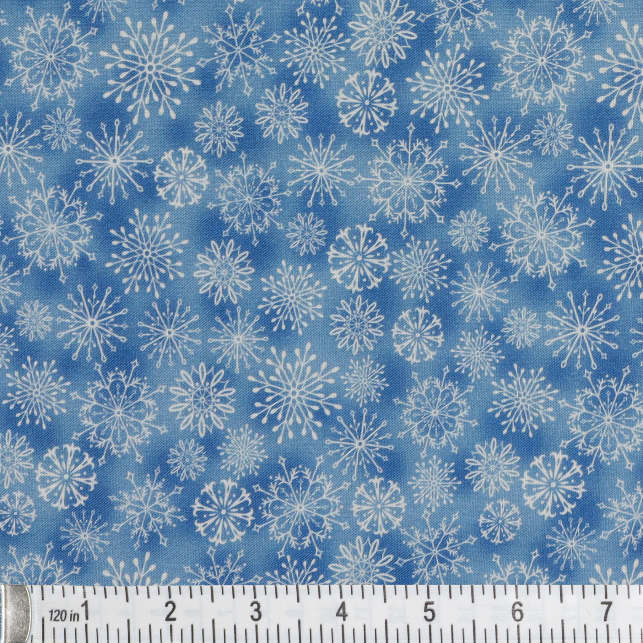 Woodland Wonderland Fabric Collection - Snowflake Wonderland Medium Blue - Image 3