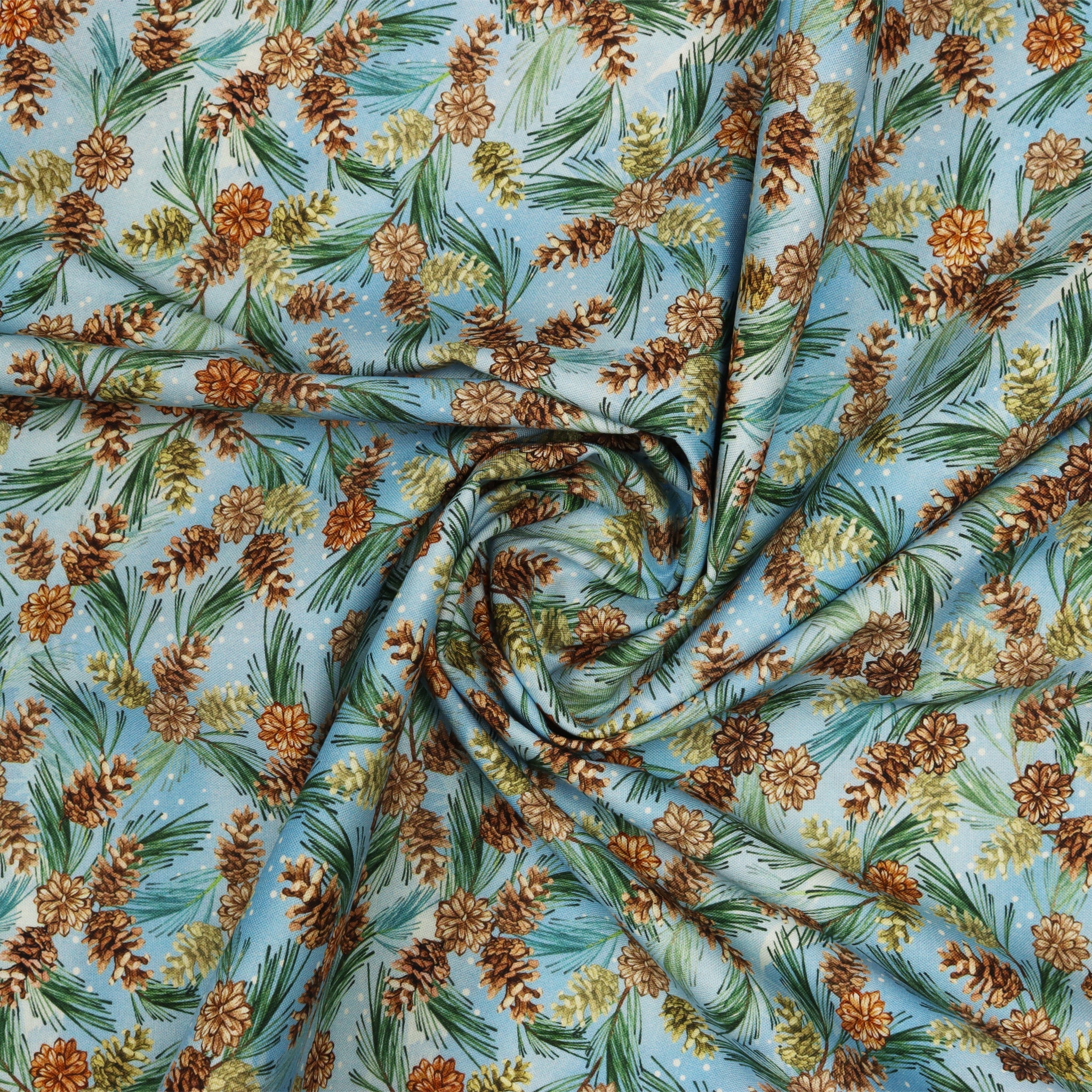 Woodland Wonderland Fabric Collection - Woodland Pinecones Light Blue - Image 2