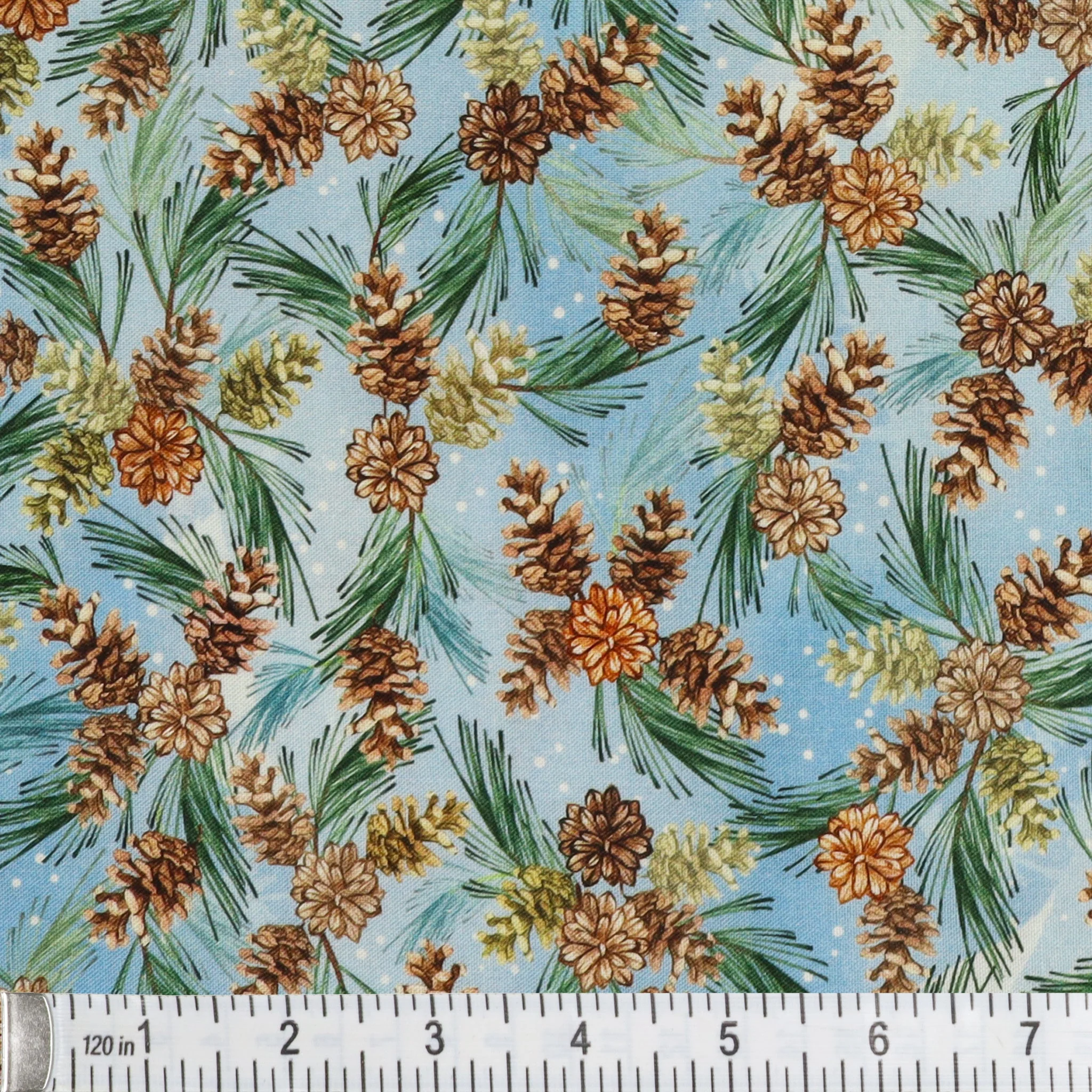 Woodland Wonderland Fabric Collection - Woodland Pinecones Light Blue - Image 3