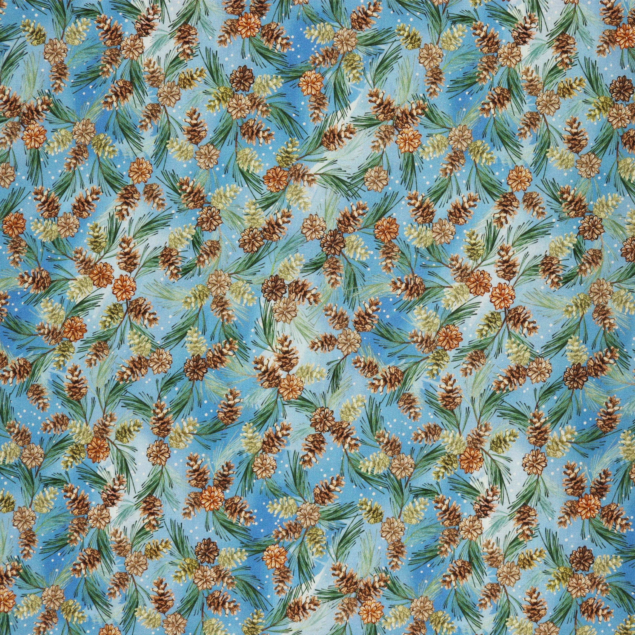 Woodland Wonderland Fabric Collection - Woodland Pinecones Medium Blue