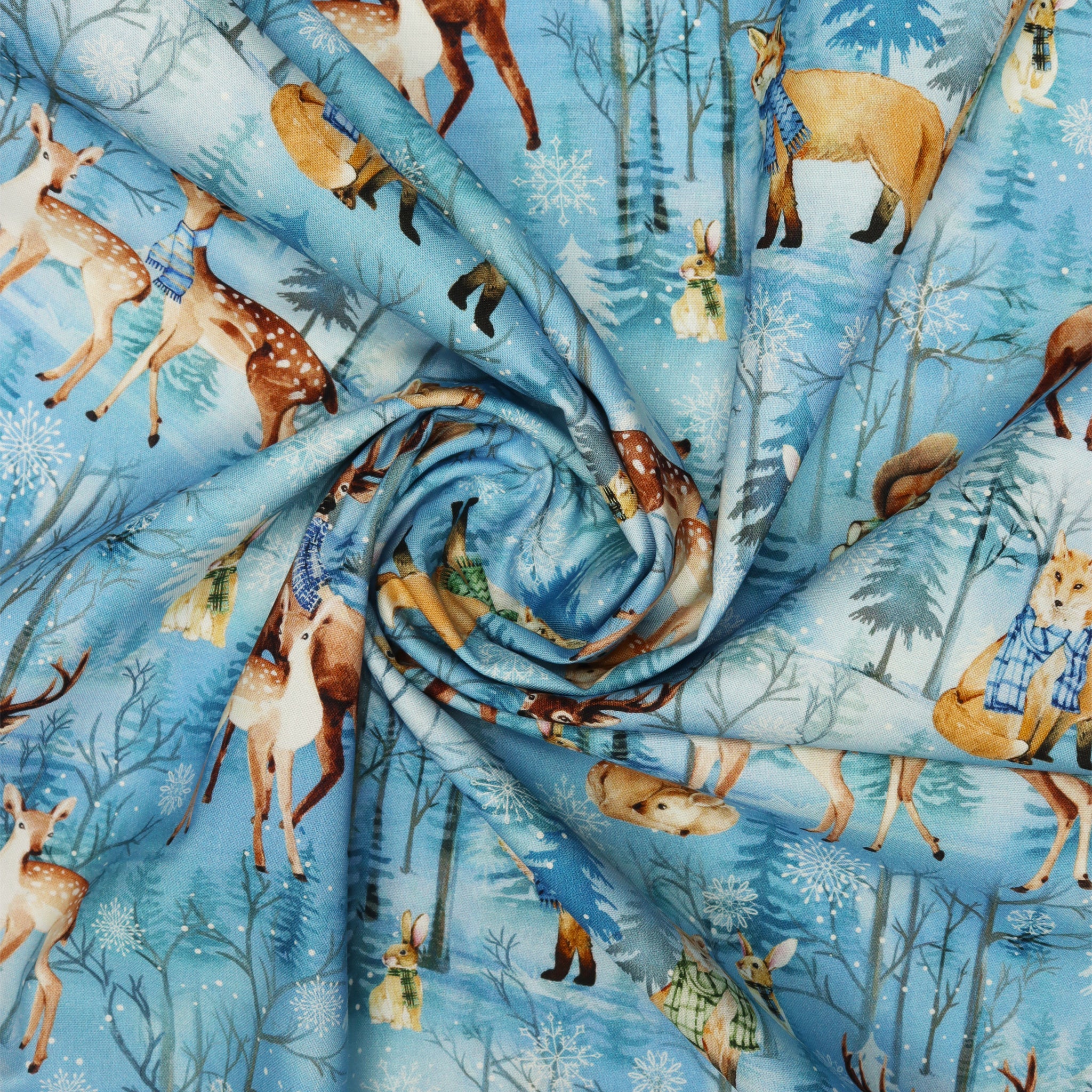 Woodland Wonderland Fabric Collection - Woodland Scenic Medium Blue - Image 2