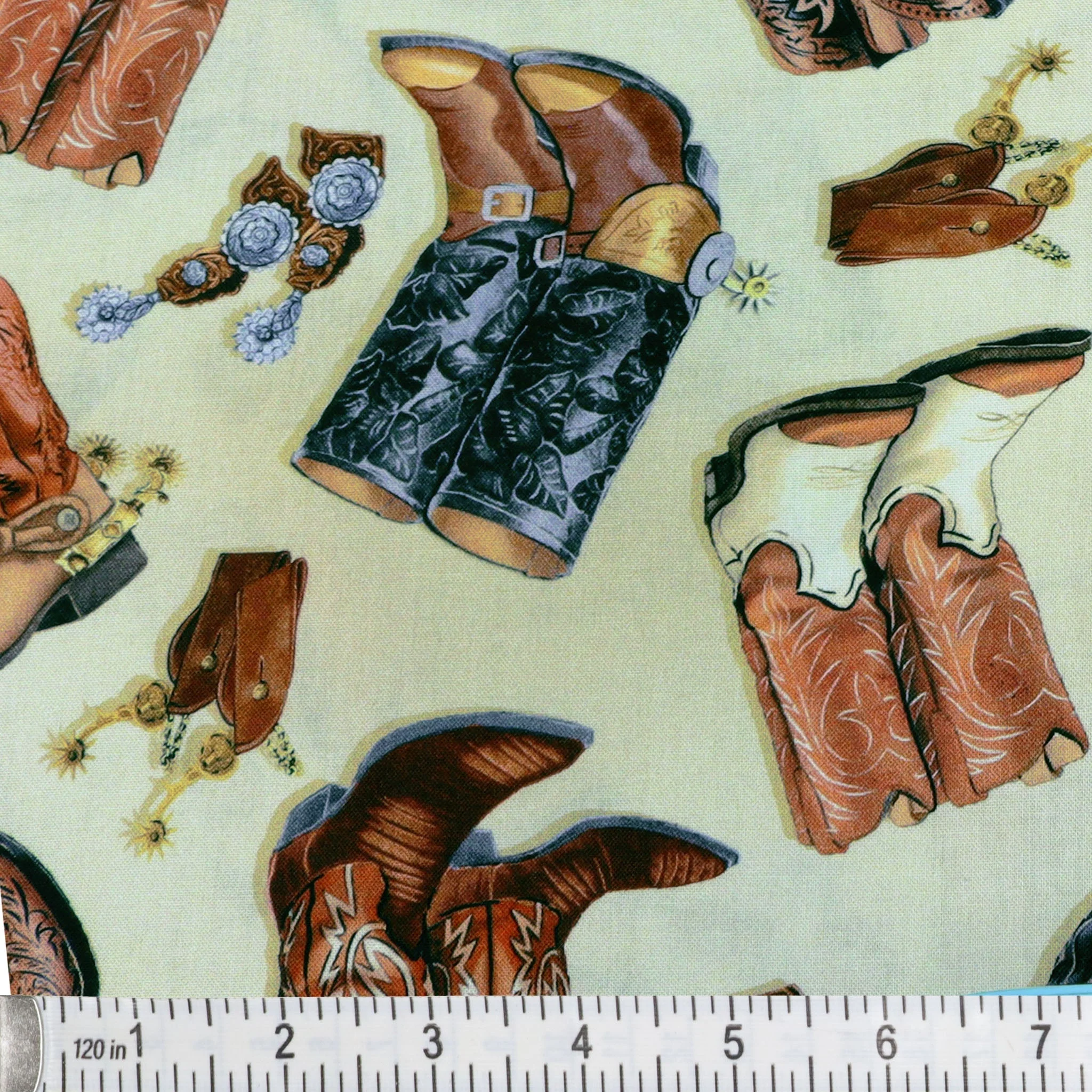Yellowstone 108" Fabric Collection - Cowboy Boots Ecru 108" - Image 2